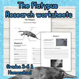 Platypus research Worksheets activity / project Grades 3-6