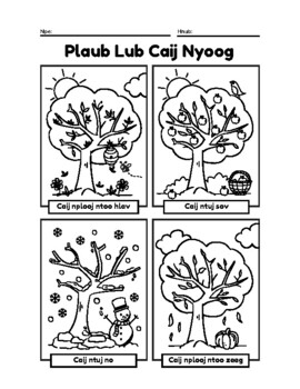Preview of Plaub Lub Caij Nyooj-Hmong Worksheets