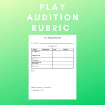 Preview of Play Audition Rubric
