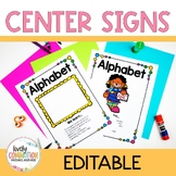 Editable Center Signs for Play-Based Preschool and Pre-K
