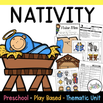 Preview of Play Based Preschool and Pre K Christian Christmas Nativity Bible Lesson Plan