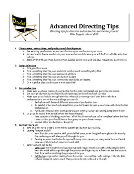 Preview of Play Directing Tips for Advanced and Beginning Theatre / Drama Directors