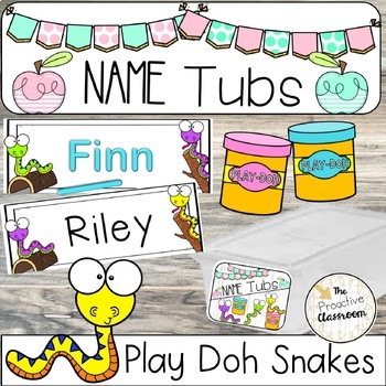 Preview of Play Doh Snake Write My Name / Spell My Name Writing Centers / Bins / Tubs Dough