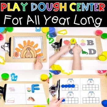 Preview of Playdough Mats for Literacy and Math Center Activities for All Year