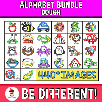 Preview of Play Dough Clipart Playdough Alphabet Phonics Bundle A to Z
