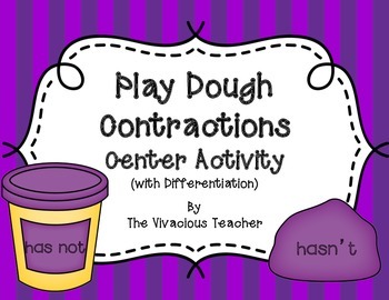 Preview of Play Dough Contractions Matching Activity with Differentiation