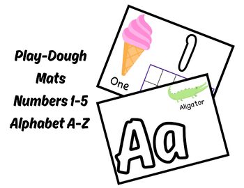 Preview of Play-Dough Mats Numbers 1-5 Alphabet A-Z