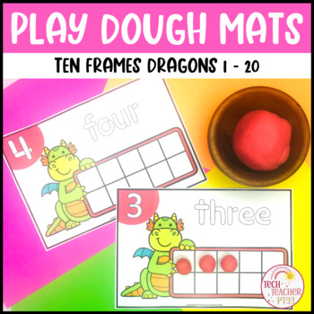 Preview of Play Dough Number Mats Ten Frames Dragons 1 to 20