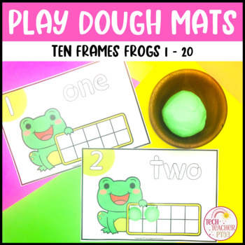 Preview of Play Dough Number Mats Ten Frames Frogs 1 to 20