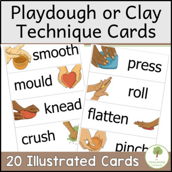 Preview of Clay or Playdough Task Cards with Illustrated Techniques and Visual Vocabulary