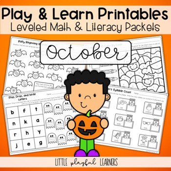 Preview of Play & Learn Leveled Printables: October