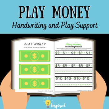 Preview of Printable Play Money for Symbolic Play and Handwriting Practice