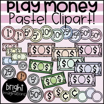 Preview of Play Money Clipart | Pastel Play Money | Math Manipulative Clipart