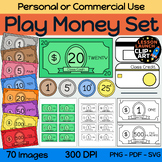 Play Money Dollar Bills and Coins (Fake Class Money) - Pri