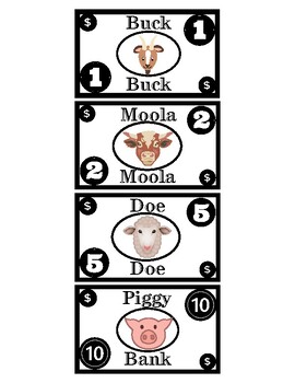 Preview of Farm Play Class Money for Classroom Management - Animal Version