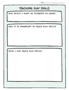 Preview of Play Skills Worksheet - Staff Handout