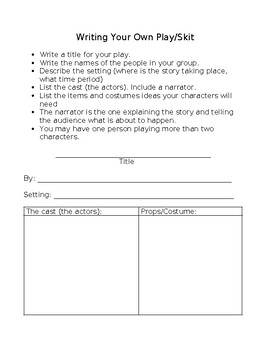 Preview of Play/Skit Writing Template