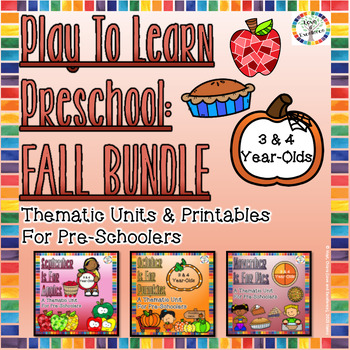 Preview of Play To Learn 3-4YO Preschool Curriculum Printables: AUTUMN FALL BUNDLE
