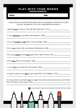 Preview of Play With Your Words: Syntax Practice Worksheet
