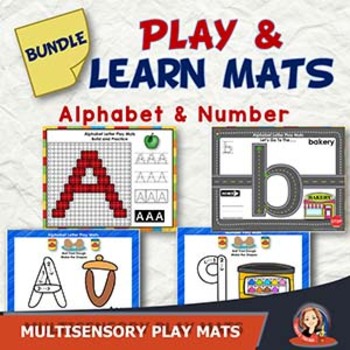 Preview of Play and Learn Alphabet and Number Activity Mats Bundle