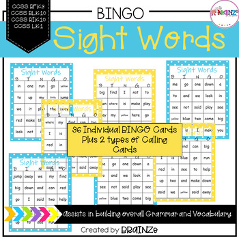 Preview of Sight Word Excercise Bingo Activity Game