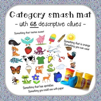 Preview of Play-doh category smash mat with 68 descriptive clues FREEBIE