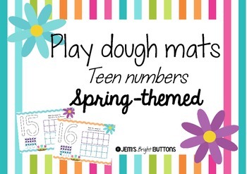 Preview of Play dough mats - teen numbers - spring themed - print font