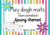 Play dough mats - teen numbers - spring themed - print font