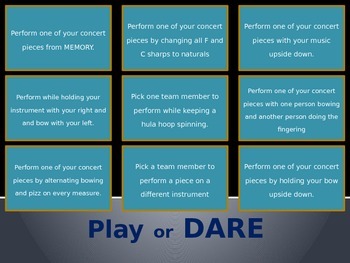 Preview of Play or Dare game for music classes