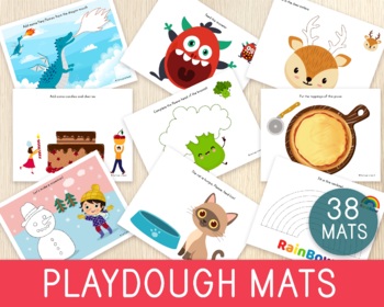 Preview of Playdough Mats, Set of 38, Fine Motor Skills, Modeling Dough Pages, Crafts, Fun
