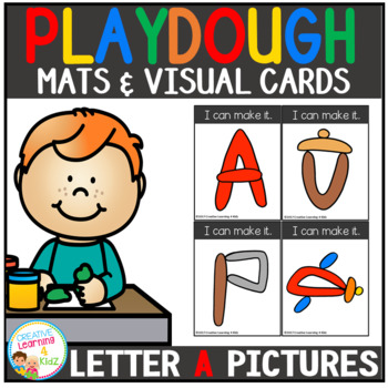 Preview of Playdough Mats & Visual Cards: Alphabet A Picture Set Freebie