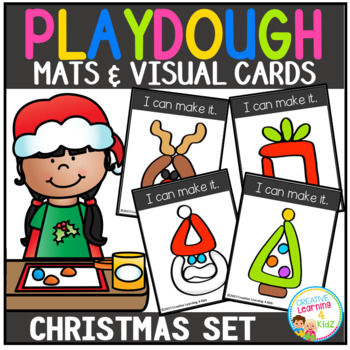 Preview of Playdough Mats & Visual Cards: Christmas Set