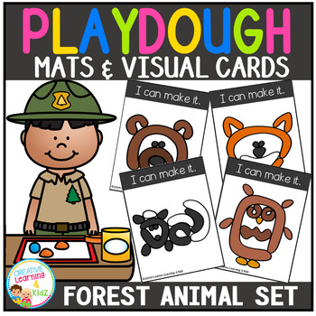 Preview of Playdough Mats & Visual Cards: Forest Animals