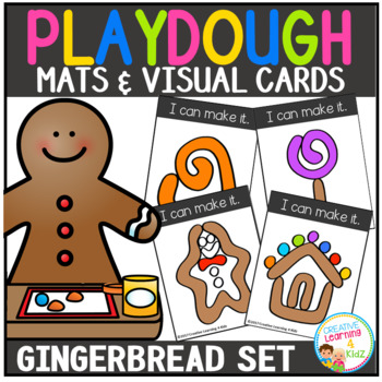 Preview of Playdough Mats & Visual Cards: Gingerbread Set