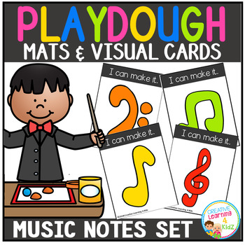 Preview of Playdough Mats & Visual Cards: Music Notes Set