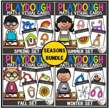 Preview of Playdough Mats & Visual Cards: Seasons Bundle