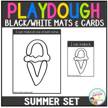 Summer Playdough Mats for Toddlers Black and White
