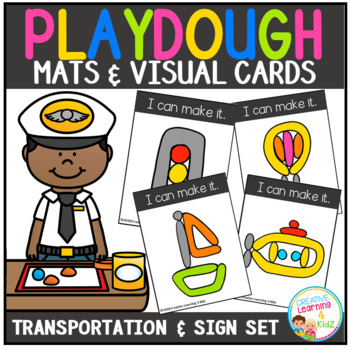 Preview of Playdough Mats & Visual Cards: Transportation & Traffic Signs Set