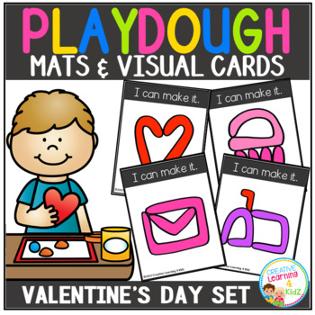 Preview of Playdough Mats & Visual Cards: Valentine's Day Set