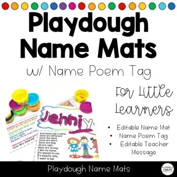 Preview of Playdough Name Mats & Poem for Back to School Editable Play-Doh