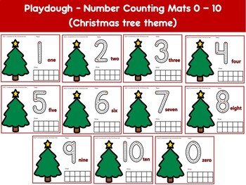 Playdough - Number Counting Mats 0 - 10 (Christmas tree theme) by ...