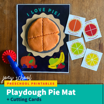 Preview of Playdough Pie + Cutting Cards, Play Doh, Math, Sensory, Thanksgiving Food