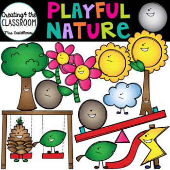 Preview of Playful Nature Clip Art {Stick, Stone, Sun, and Flower Clip Art}