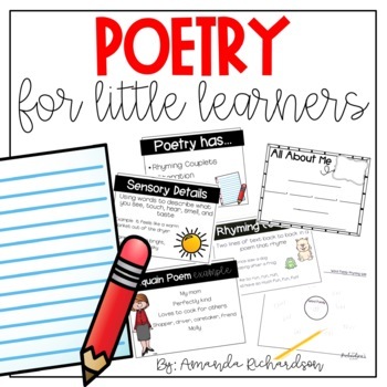 Preview of Poetry Unit for 1st Grade: Poetry Month, Sensory, Bio, Acrostic, Cinquain