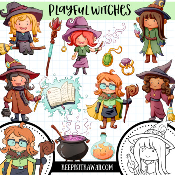 Preview of Playful Witches Fantasy Clip Art Collection