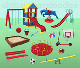 Playground Clipart - Kids Park Digital PNG Graphics