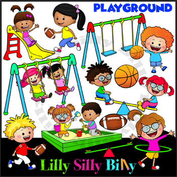 Preview of Playground - Clipart in BLACK & WHITE/ full color. {Lilly Silly Billy}
