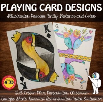 Preview of Playing Card Designs Middle or High School Art Project: Unity & Balance Lesson