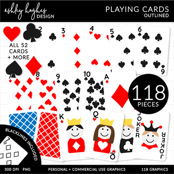 Playing Cards Clipart - Unlined by Ashley Hughes Design | TpT