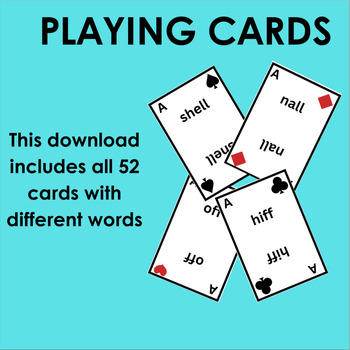 Preview of Playing Cards Reading Game with bonus letters f, l, s and the welded all